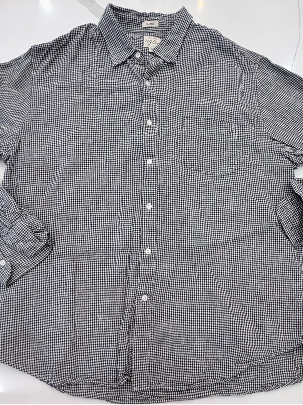 J. Crew XL Black and White Baird McNutt Irish Linen